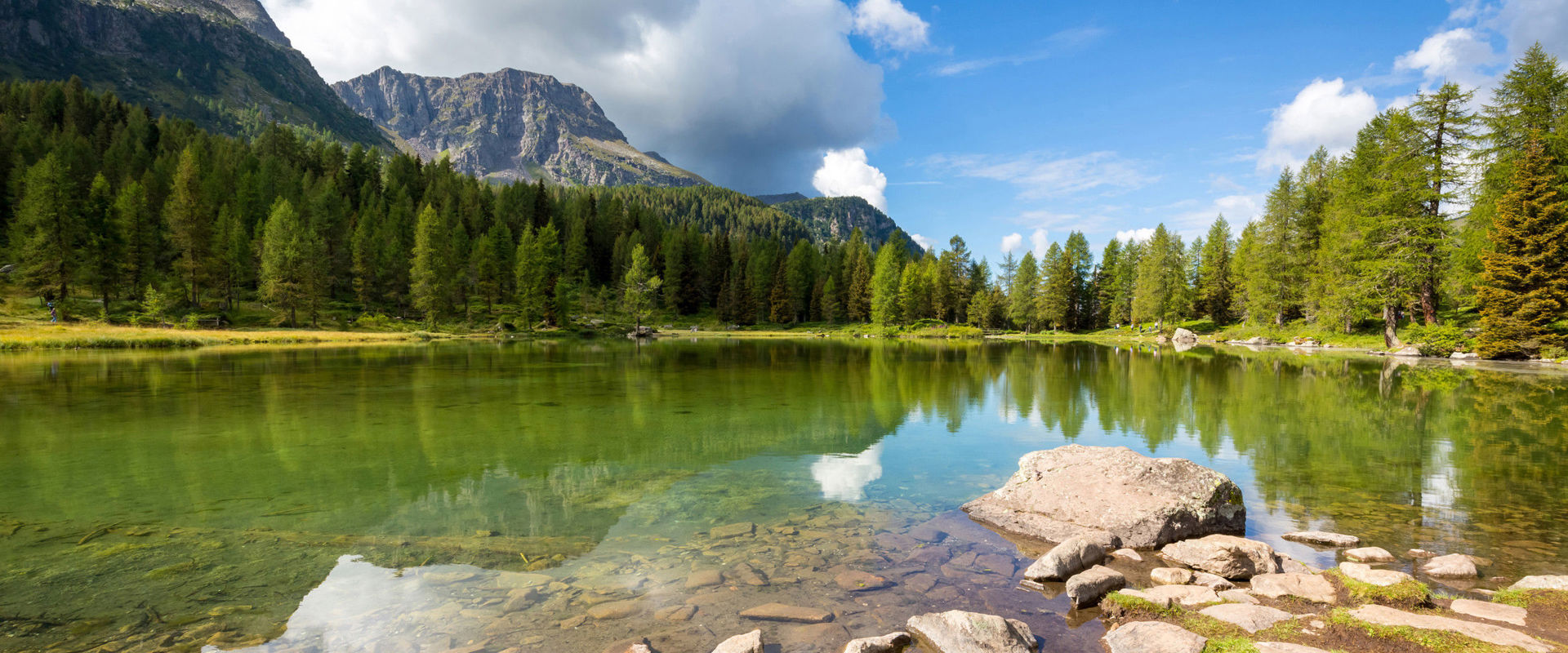 Dolomites high-altitude trails Mountain lake along the Dolomites High Trail.