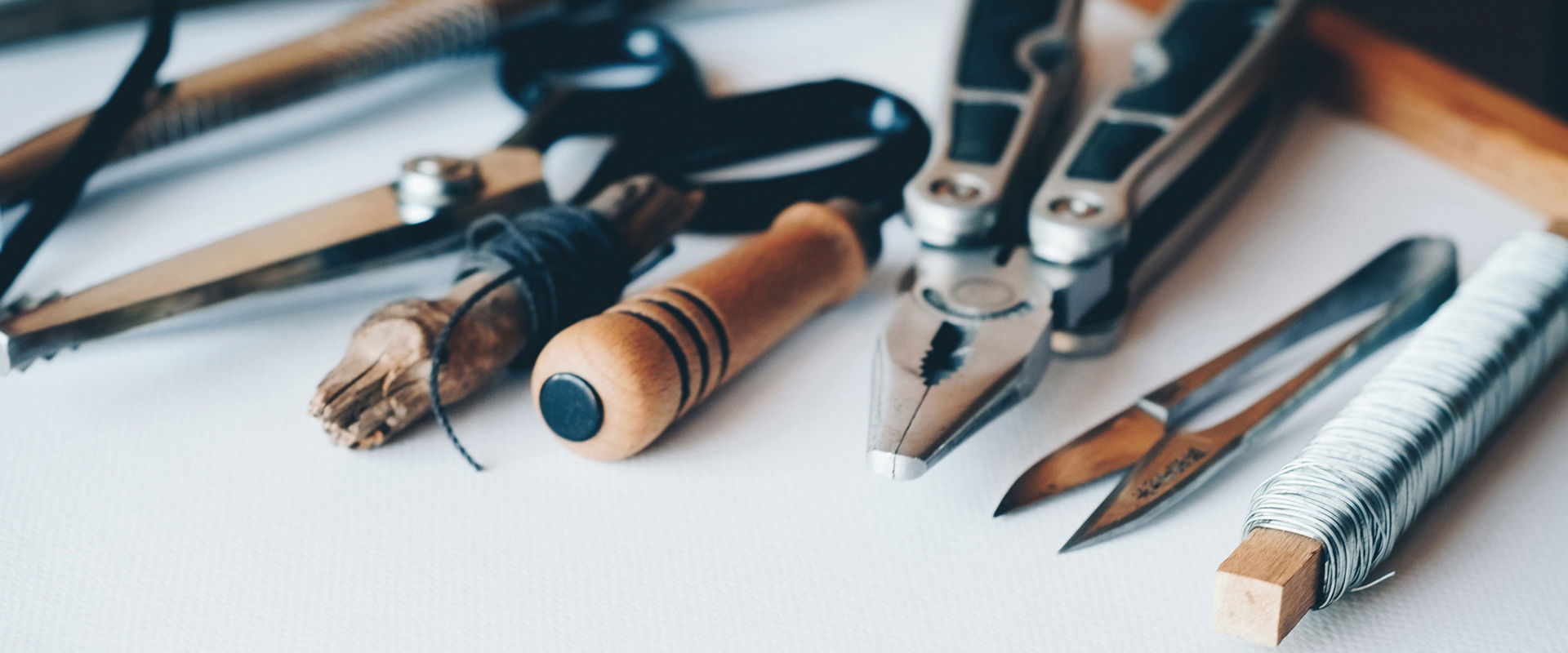 Tools Several tools are placed on a table.