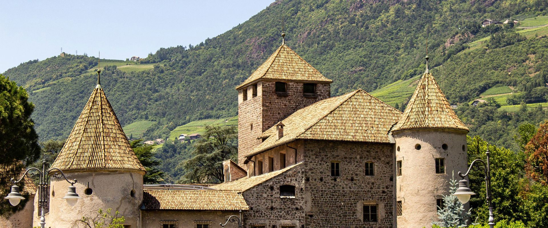View of Maretsch Castle in the middle of greenery.