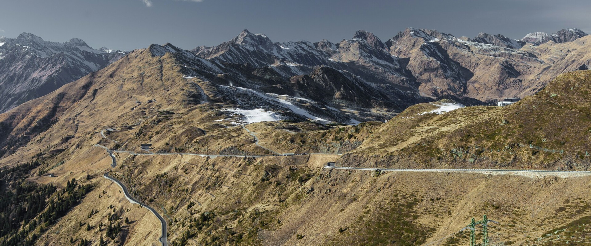 Jaufen pass Winding pass road on the Jaufen pass with mountain peaks
