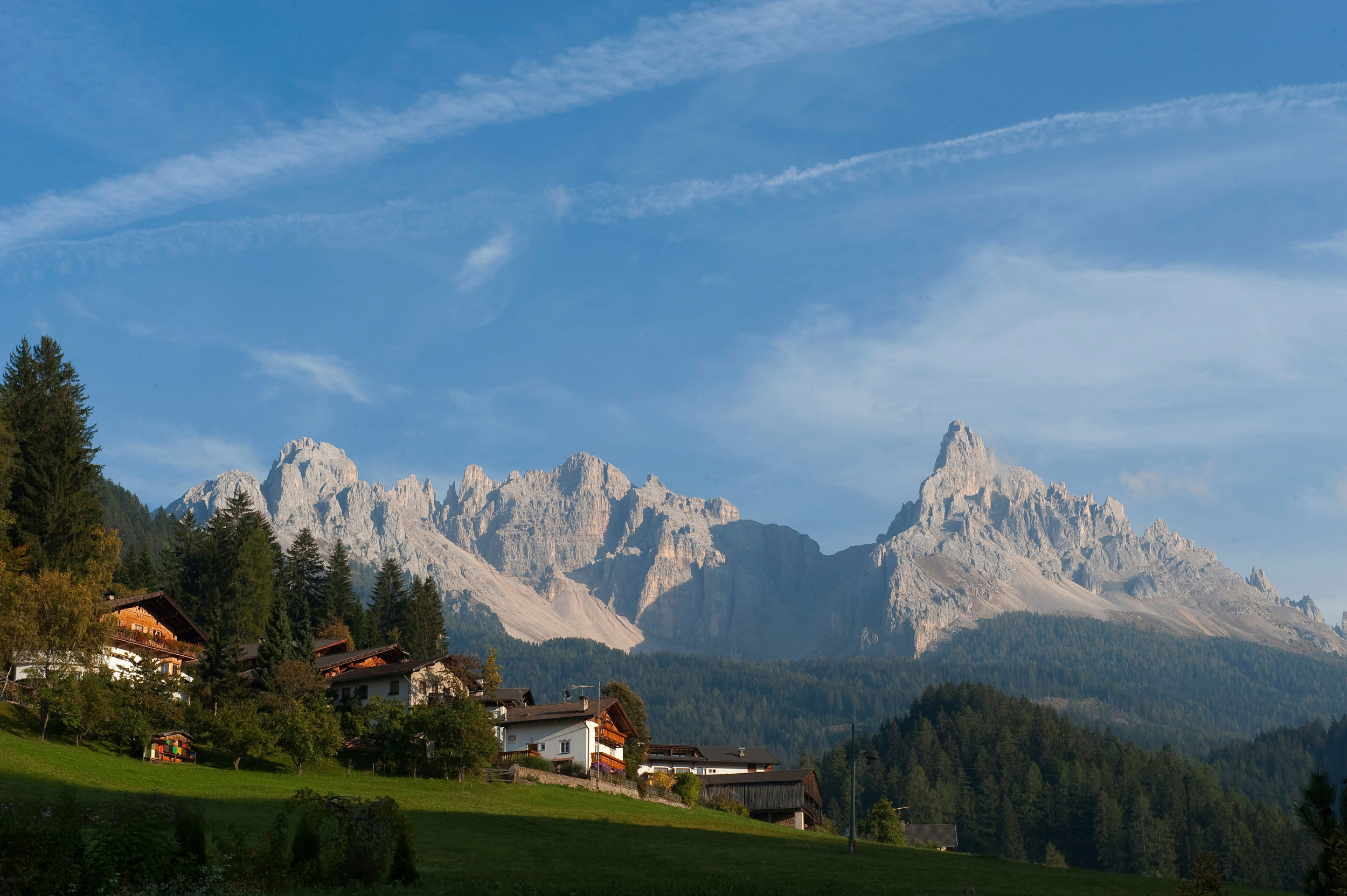View of Eggen with the Dolomites in the background