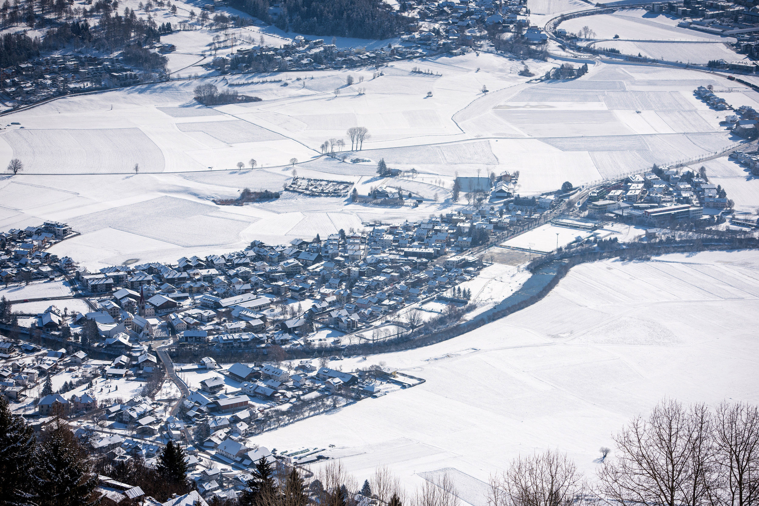 View of St. Georgen near Bruneck in winter