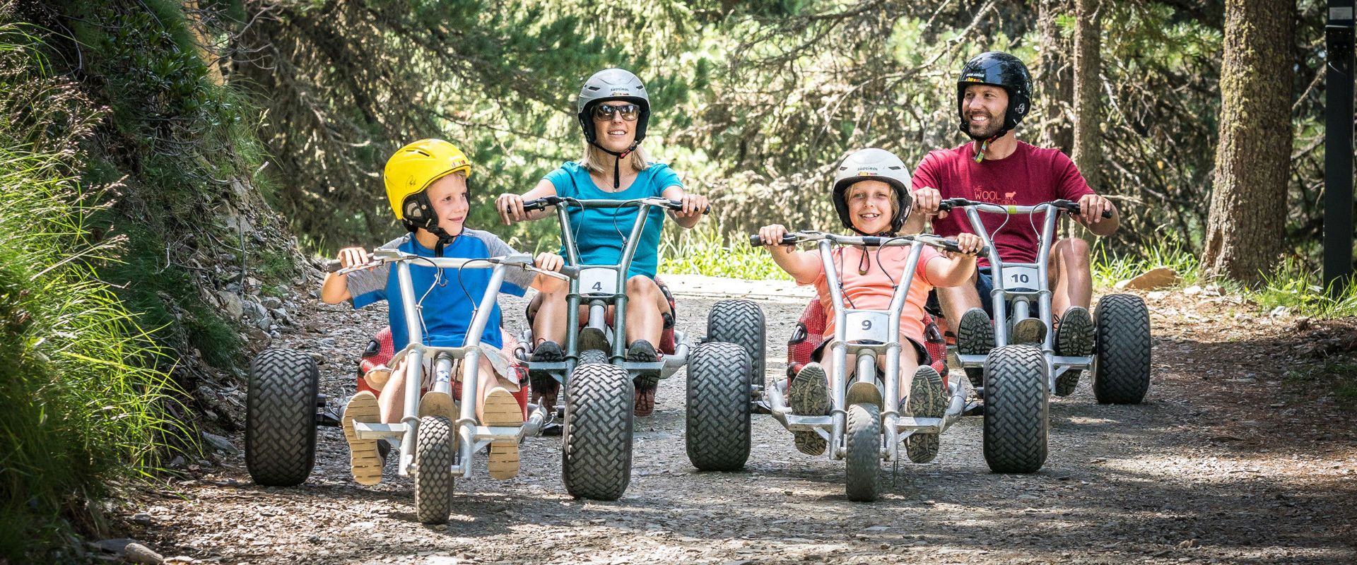 Mountaincart Plose | Brixen | Eisack Valley Happy family on the Mountaincart on the Plose.