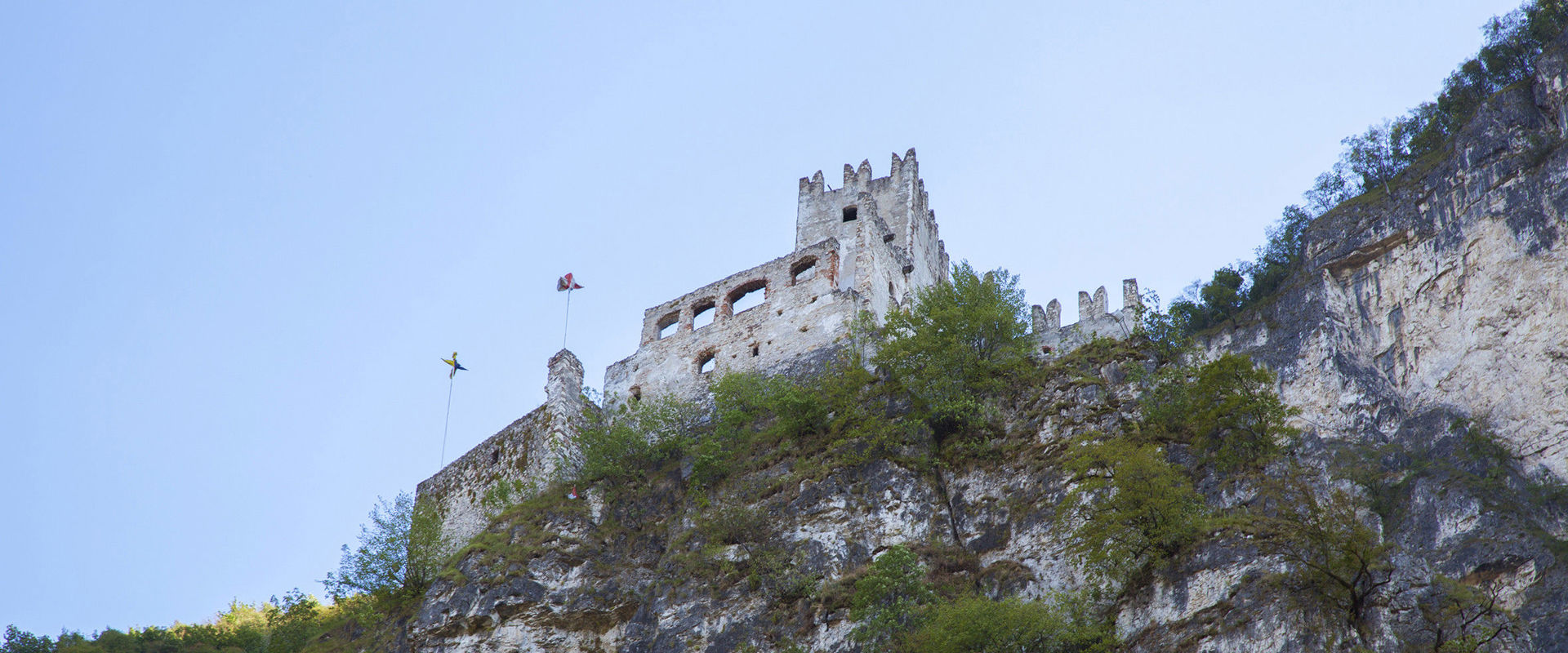 Haderburg Castle in Salurn Castle enthroned on a steep rock face.