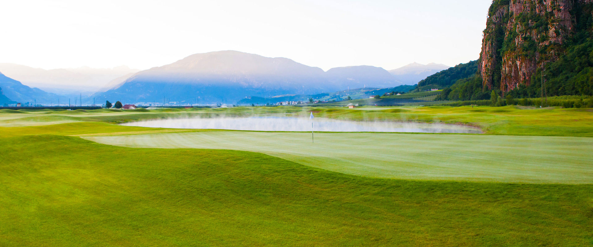 Eppan Golf Club Wide view over a large part of the golf course.