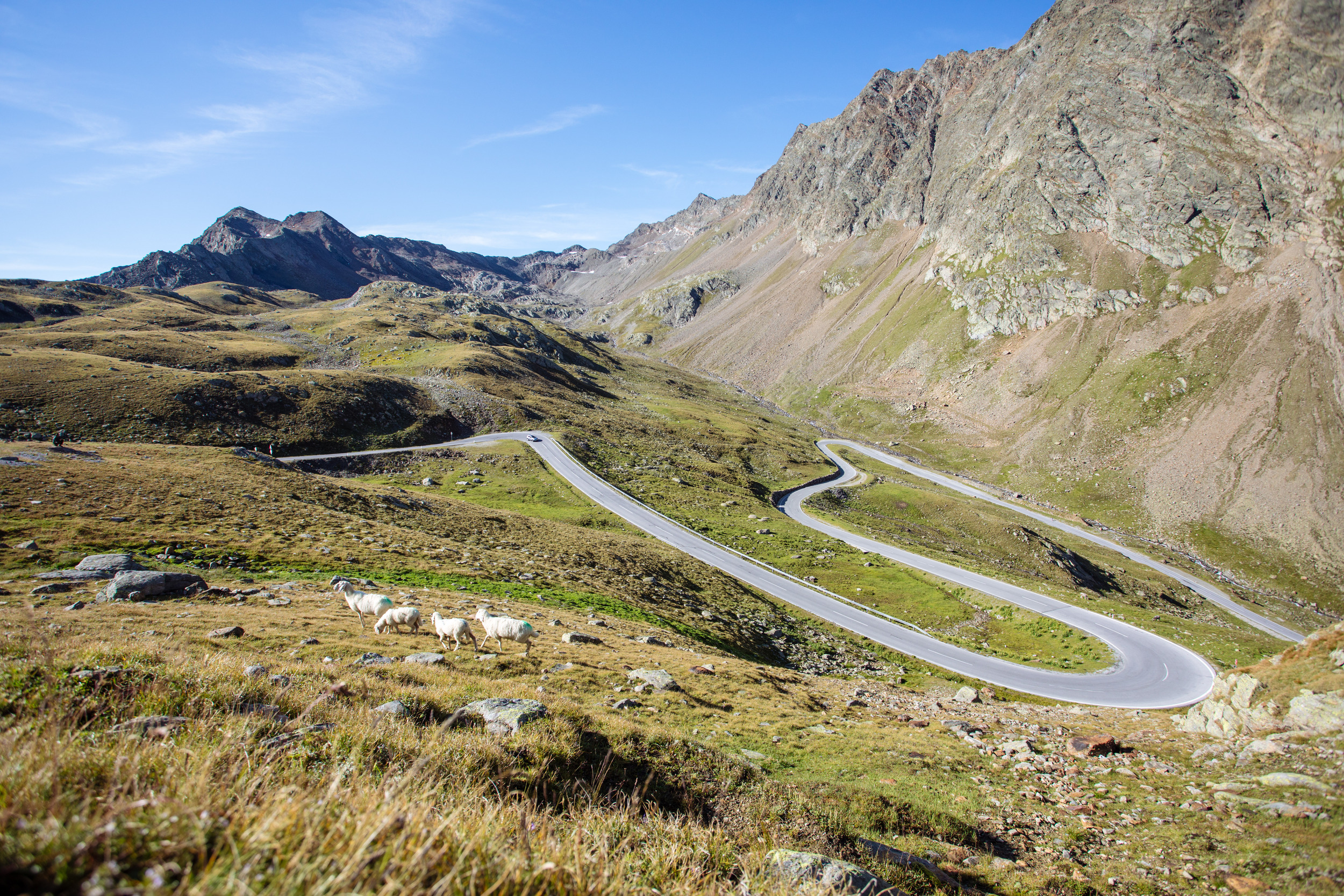 Winding pass road on the Timmelsjoch pass