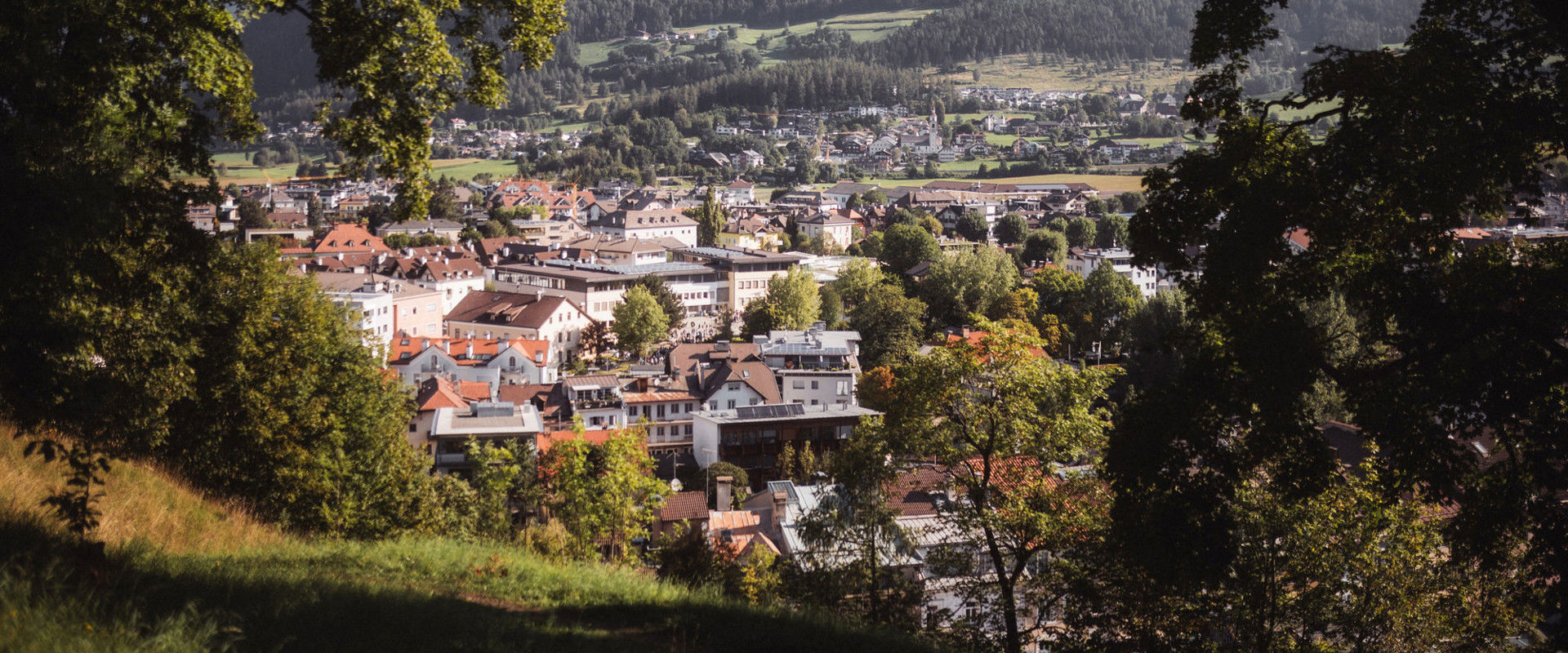 Bruneck View of the town of Bruneck with mountains in the background