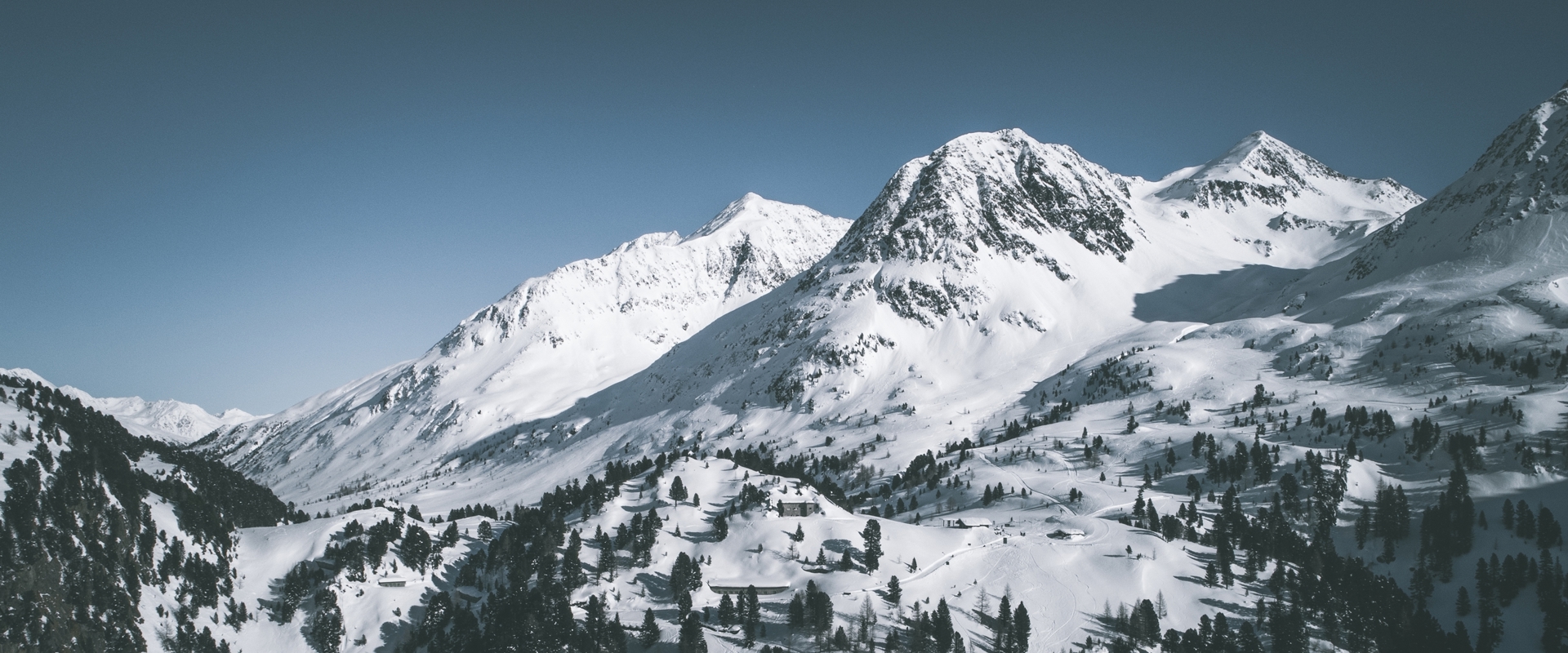 Staller Sattel Pass in winter Snow-covered mountain landscape